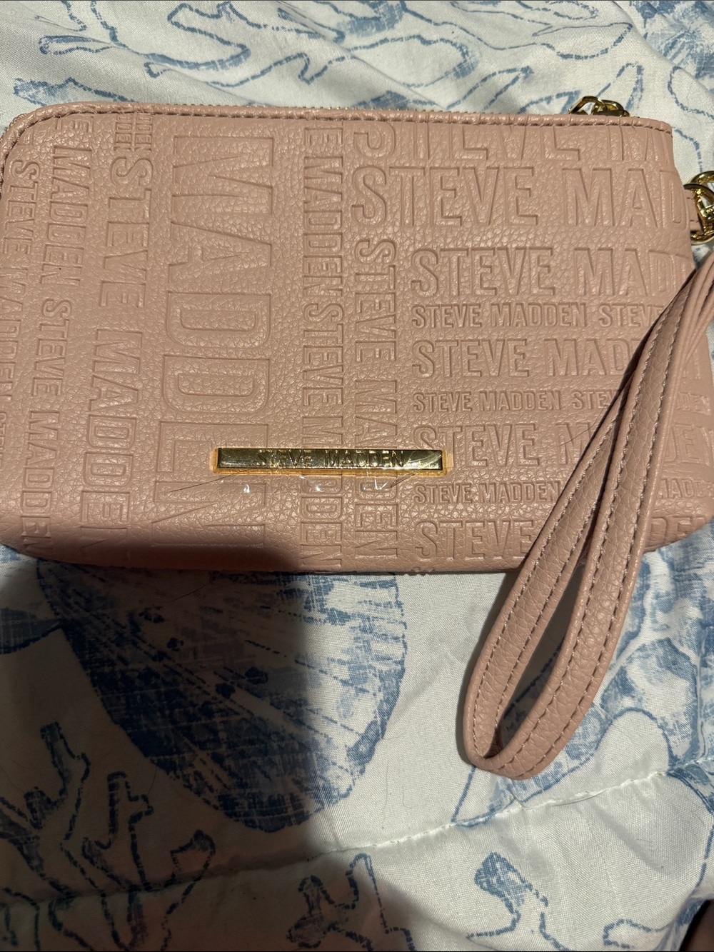 Steve Madden Blush Embossed Wristlet with Gold Accent